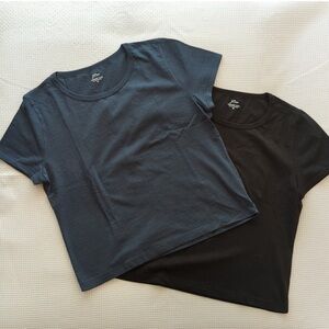 *SET OF TWO* J Crew '90s Cropped Organic Slub Cotton T-shirts